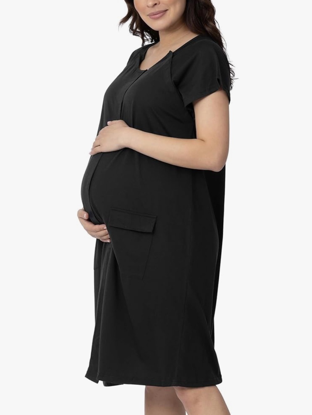 Kindred Bravely Labor & Delivery Hospital Gown Black Nursing Maternity Gown S/M